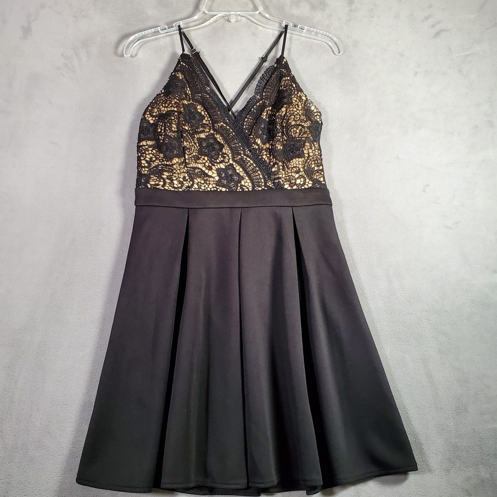 Francesca's Y2K Dress Womens M Black Lace Babydoll Fairy Grunge Whimsigoth Party